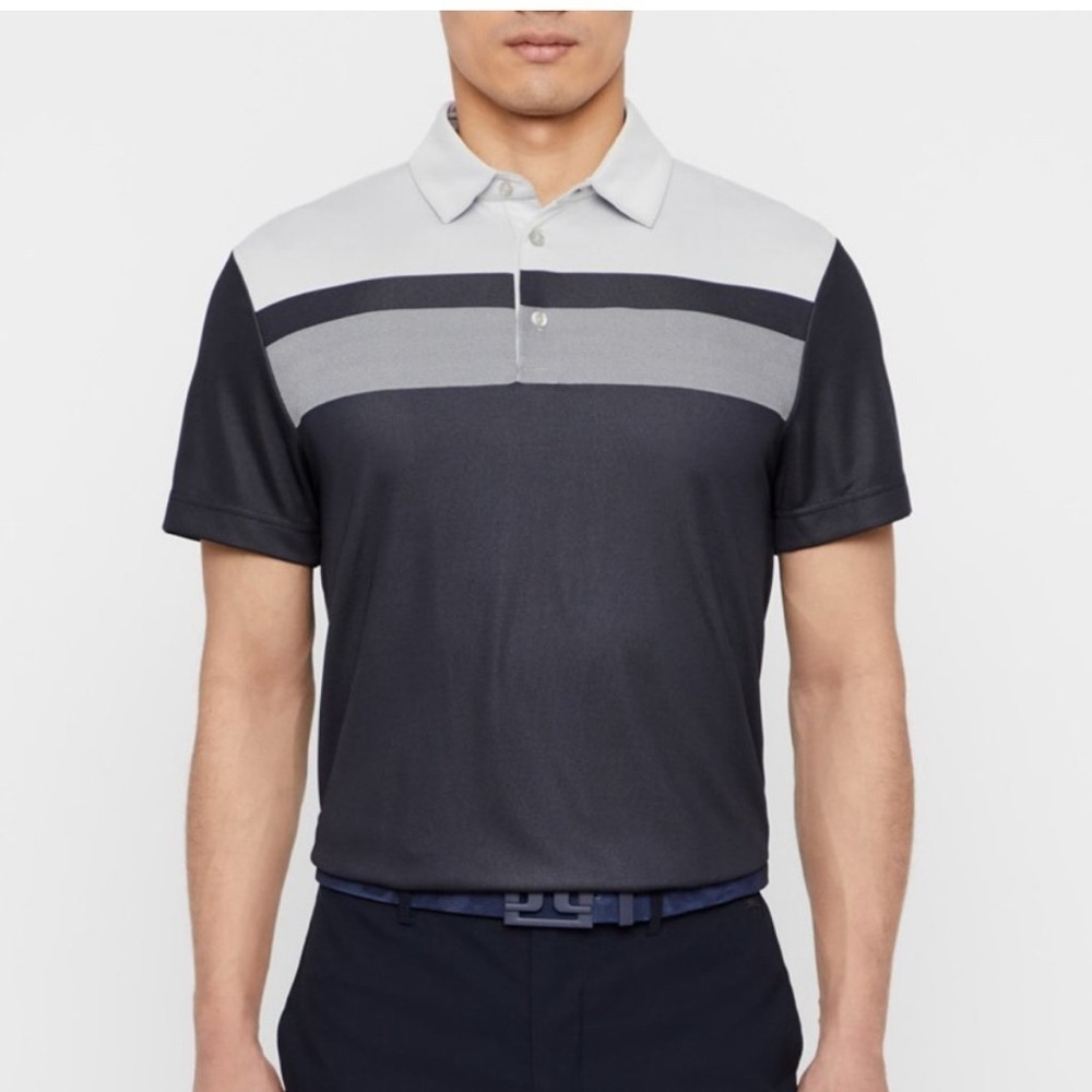 I Lindeberg Kade TX Jacquard Black and Gray Polo Shirt